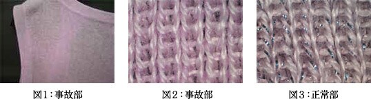 図1~3:光沢消失(スリット糸)