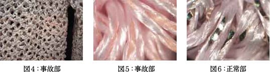 図4~6:光沢消失(スリット糸)