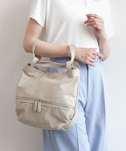 BKCGD28155 MK MICHEL KLEIN BAG [2WAY]パンチングデザイン変形ミニトートバッグ