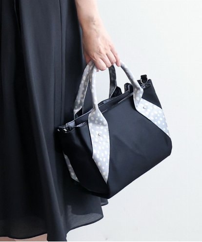 BPRGD52150 MK MICHEL KLEIN BAG [2WAY]ドットハンドルナイロンコンパクトバッグ