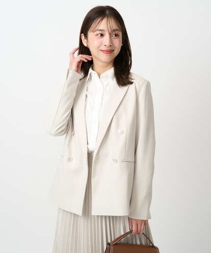 F1DFD15230 MK MICHEL KLEIN(小さいサイズ) 【小さいサイズ】ダブルブレストジャケット/洗える