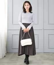 F1FJD31130 MK MICHEL KLEIN(小さいサイズ)(メゾン ドゥ サンク) 【小さいサイズ】[洗える]袖レースデザインリブニット グレー