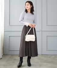 F1FJD31130 MK MICHEL KLEIN(小さいサイズ)(メゾン ドゥ サンク) 【小さいサイズ】[洗える]袖レースデザインリブニット グレー