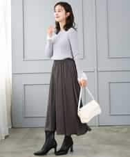 F1FJD31130 MK MICHEL KLEIN(小さいサイズ)(メゾン ドゥ サンク) 【小さいサイズ】[洗える]袖レースデザインリブニット グレー