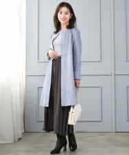 F1FJD31130 MK MICHEL KLEIN(小さいサイズ)(メゾン ドゥ サンク) 【小さいサイズ】[洗える]袖レースデザインリブニット グレー