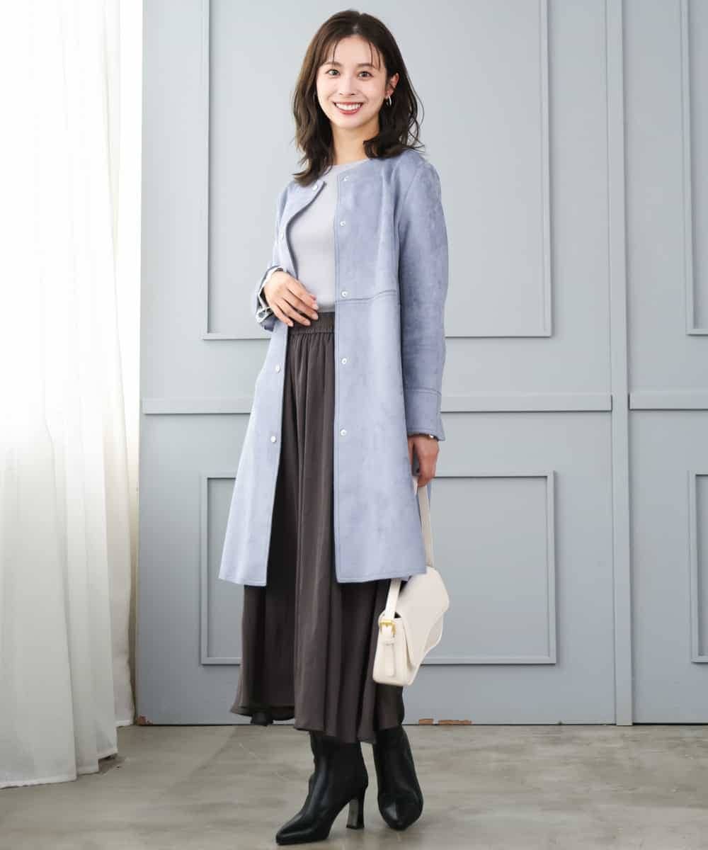 F1FJD31130 MK MICHEL KLEIN(小さいサイズ)(メゾン ドゥ サンク) 【小さいサイズ】[洗える]袖レースデザインリブニット グレー