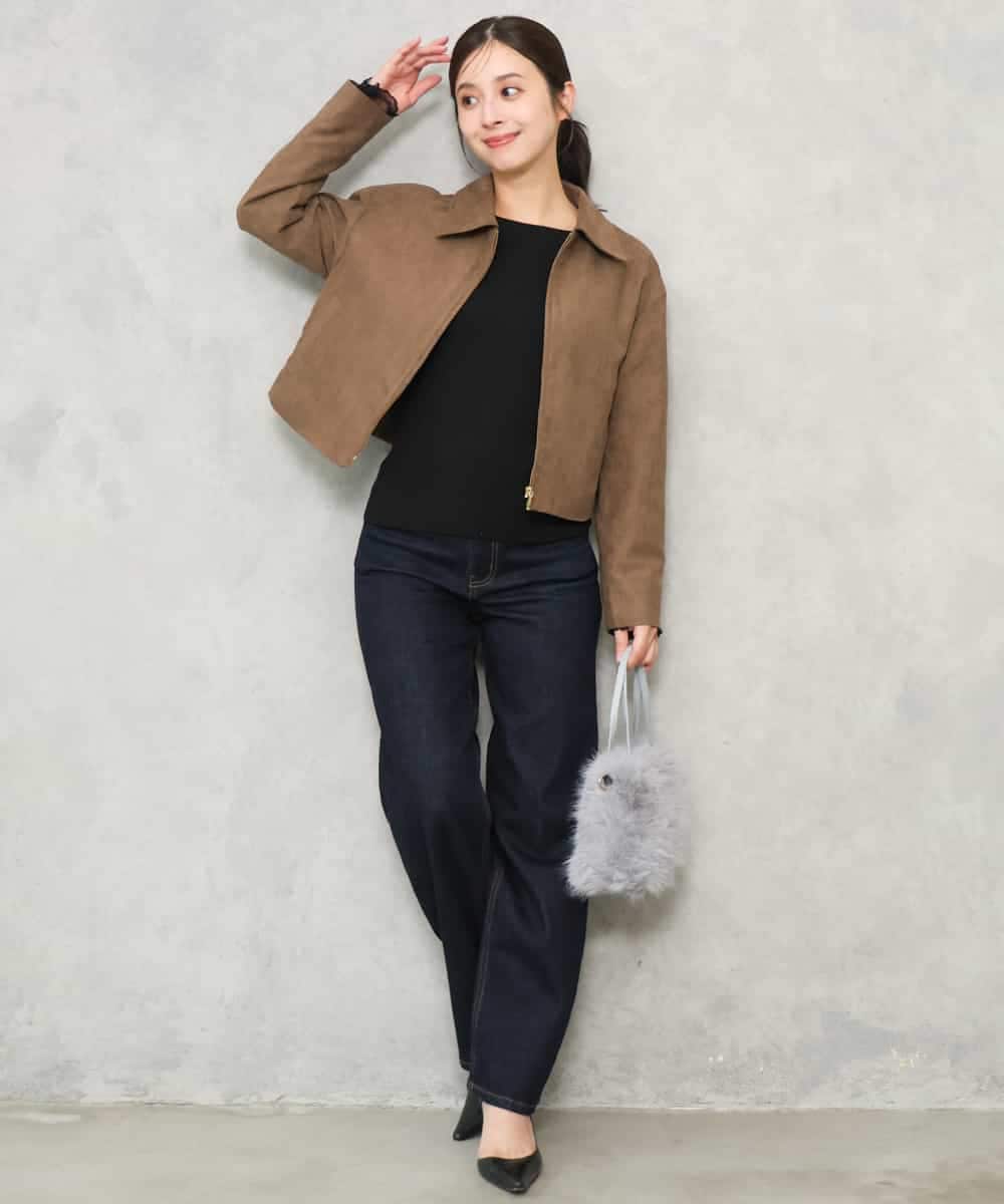 F1FJD31130 MK MICHEL KLEIN(小さいサイズ)(メゾン ドゥ サンク) 【小さいサイズ】[洗える]袖レースデザインリブニット グレー