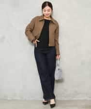 F1FJD31130 MK MICHEL KLEIN(小さいサイズ)(メゾン ドゥ サンク) 【小さいサイズ】[洗える]袖レースデザインリブニット グレー