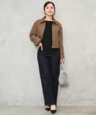 F1FJD31130 MK MICHEL KLEIN(小さいサイズ)(メゾン ドゥ サンク) 【小さいサイズ】[洗える]袖レースデザインリブニット グレー