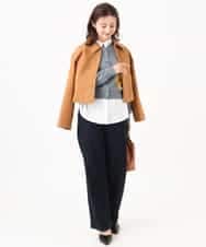 F1SJD30160 MK MICHEL KLEIN(小さいサイズ)(メゾン ドゥ サンク) 【小さいサイズ】[洗える]配色アーガイル柄ニットカーディガン ワイン