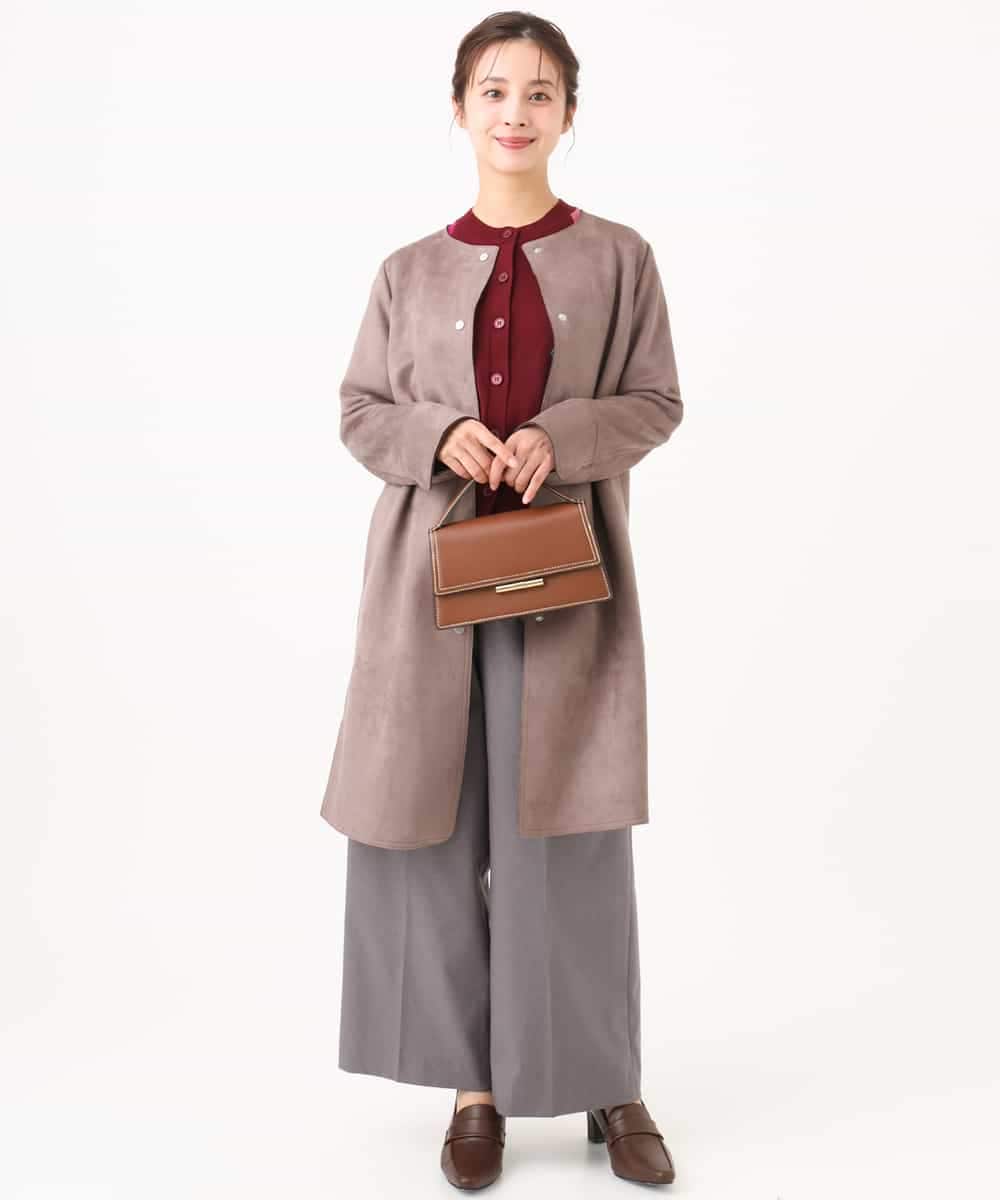 F1SJD30160 MK MICHEL KLEIN(小さいサイズ)(メゾン ドゥ サンク) 【小さいサイズ】[洗える]配色アーガイル柄ニットカーディガン ワイン
