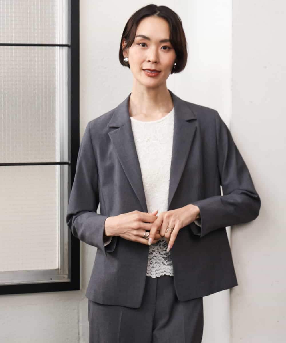 F6BAG04190 MICHEL KLEIN(小さいサイズ)(メゾン ドゥ サンク) 【小さいサイズ】フロントレースブラウス ベージュ