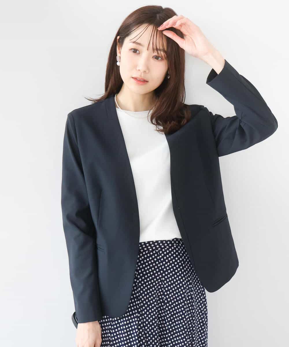 FKDGD33230 MK MICHEL KLEIN(MK ミッシェルクラン) [イージーケア/洗える]ドライタッチストレッチ カラーレスジャケット グレージュ