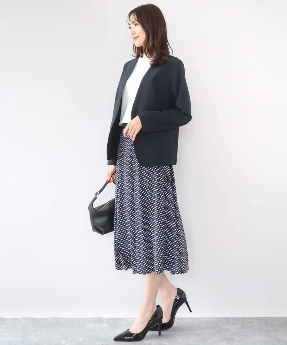 FKDGD33230 MK MICHEL KLEIN(MK ミッシェルクラン) [イージーケア/洗える]ドライタッチストレッチ カラーレスジャケット グレージュ