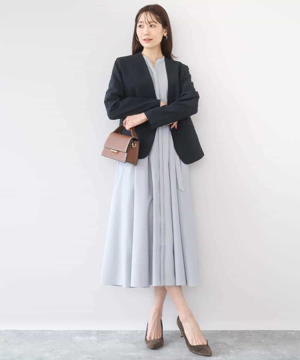 FKDGD33230 MK MICHEL KLEIN(MK ミッシェルクラン) [イージーケア/洗える]ドライタッチストレッチ カラーレスジャケット グレージュ