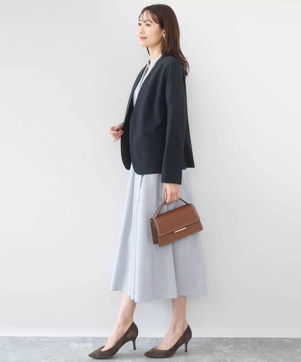 FKDGD33230 MK MICHEL KLEIN(MK ミッシェルクラン) [イージーケア/洗える]ドライタッチストレッチ カラーレスジャケット グレージュ
