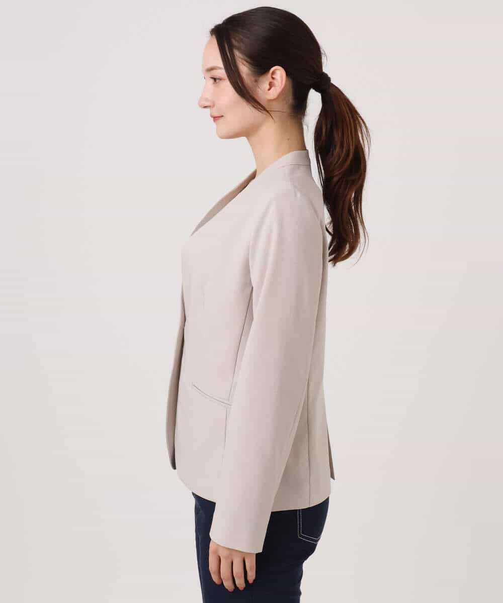 FKDGD33230 MK MICHEL KLEIN(MK ミッシェルクラン) [イージーケア/洗える]ドライタッチストレッチ カラーレスジャケット グレージュ
