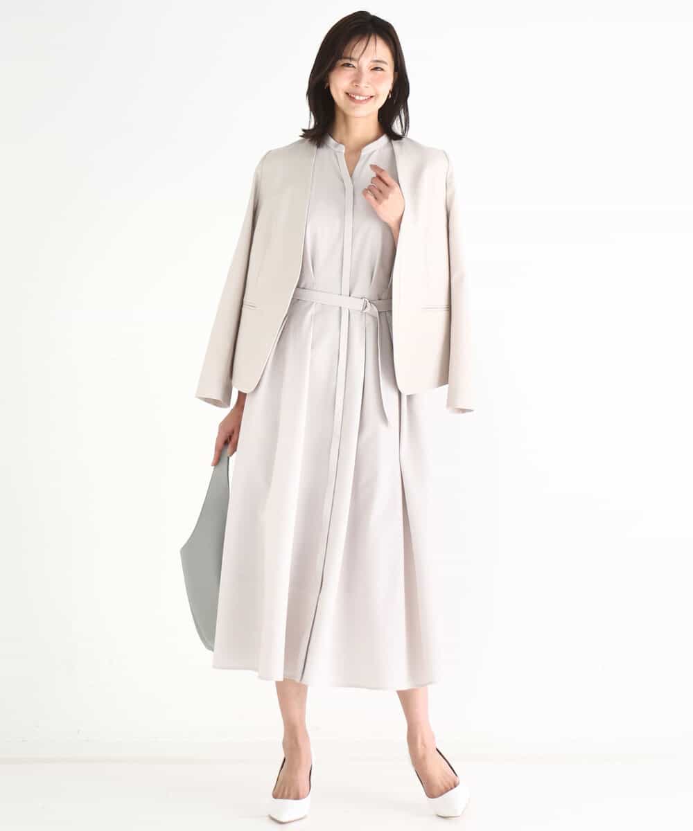 FKDGD33230 MK MICHEL KLEIN(MK ミッシェルクラン) [イージーケア/洗える]ドライタッチストレッチ カラーレスジャケット グレージュ