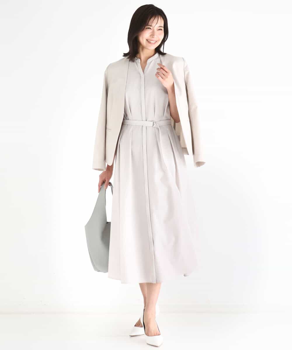FKDGD33230 MK MICHEL KLEIN(MK ミッシェルクラン) [イージーケア/洗える]ドライタッチストレッチ カラーレスジャケット グレージュ