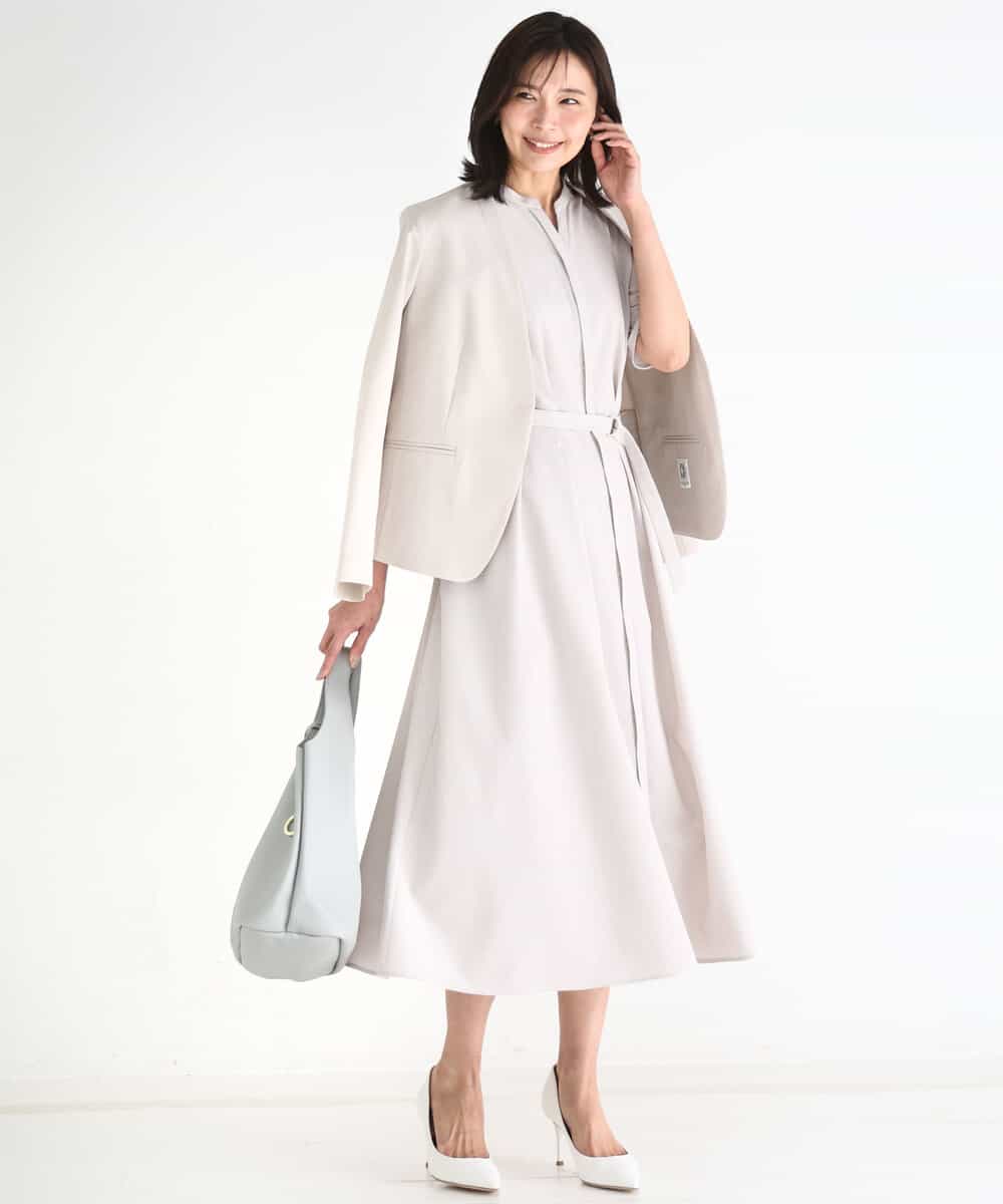 FKDGD33230 MK MICHEL KLEIN(MK ミッシェルクラン) [イージーケア/洗える]ドライタッチストレッチ カラーレスジャケット グレージュ