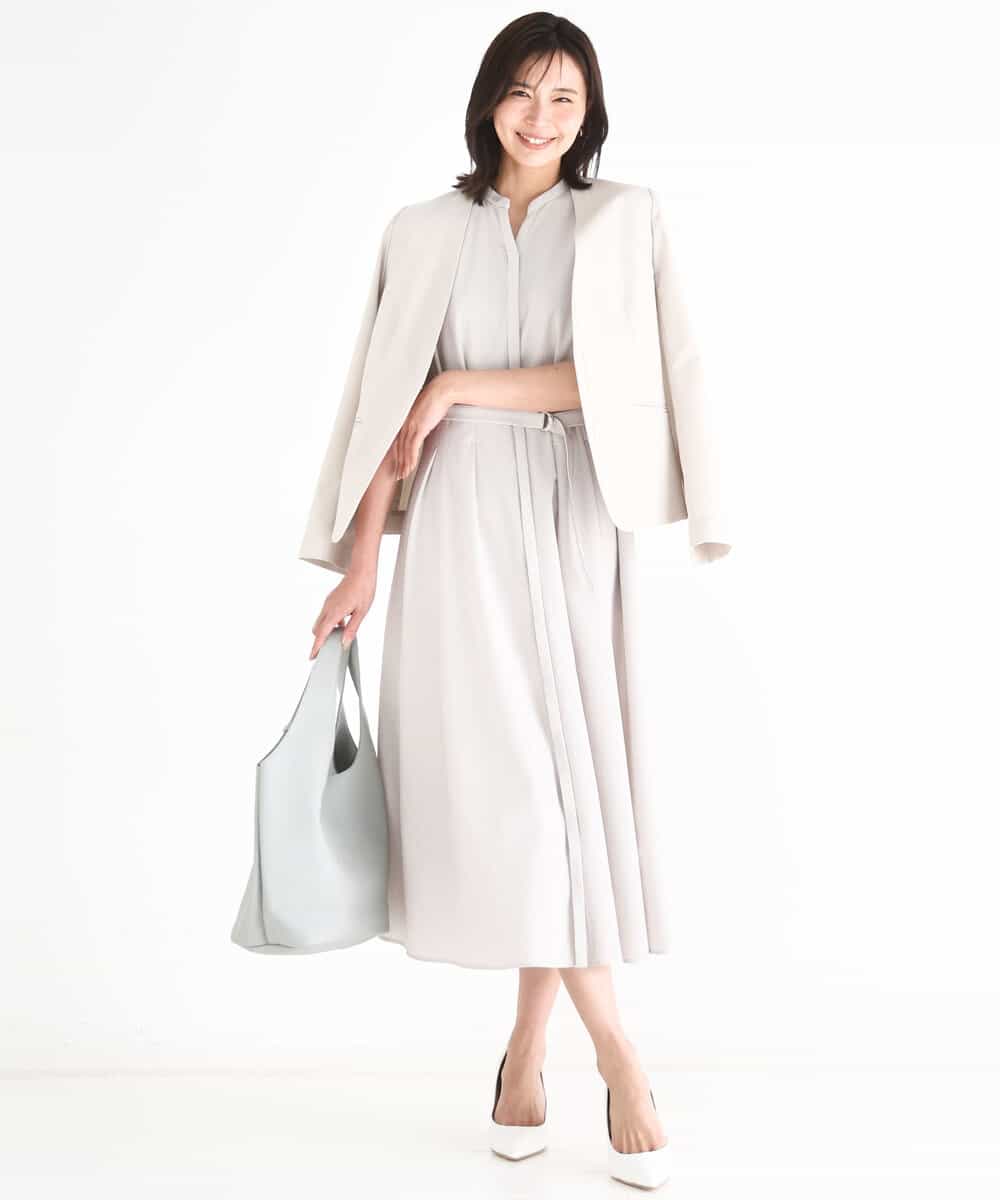 FKDGD33230 MK MICHEL KLEIN(MK ミッシェルクラン) [イージーケア/洗える]ドライタッチストレッチ カラーレスジャケット グレージュ