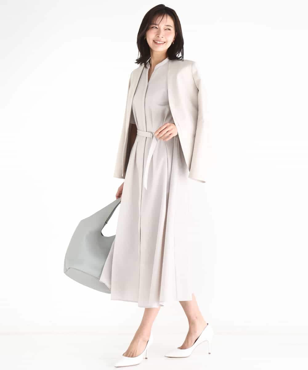 FKDGD33230 MK MICHEL KLEIN(MK ミッシェルクラン) [イージーケア/洗える]ドライタッチストレッチ カラーレスジャケット グレージュ