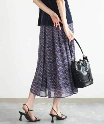 FKHJD28150 MK MICHEL KLEIN [洗える]ジオメトリック柄シフォンスカート