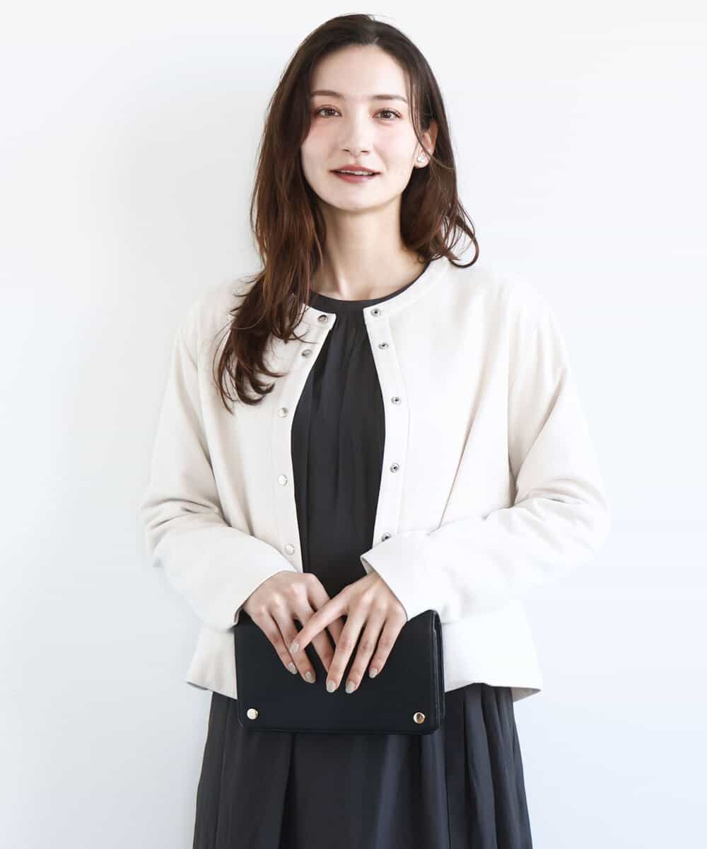 FKJFD21180 MK MICHEL KLEIN(MK ミッシェルクラン) [洗える]フェイクスウェード ドット釦ジャケット アイボリー