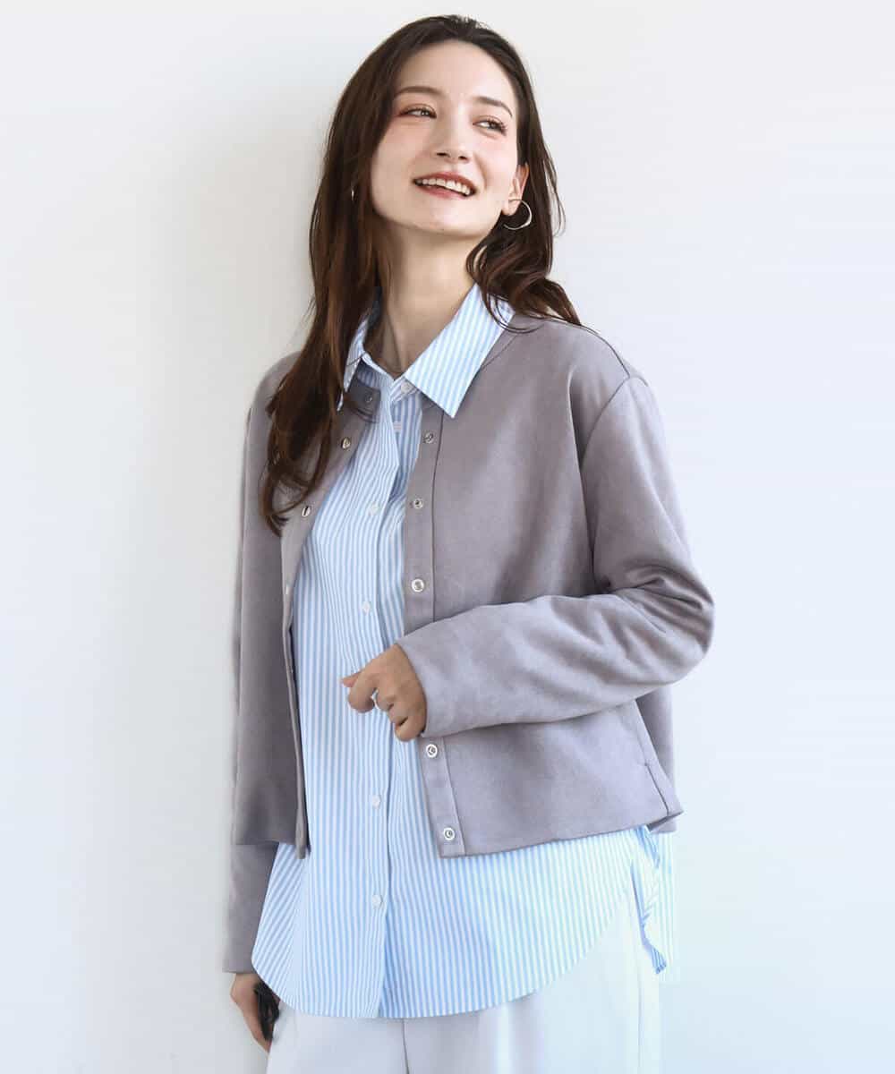 FKJFD21180 MK MICHEL KLEIN(MK ミッシェルクラン) [洗える]フェイクスウェード ドット釦ジャケット アイボリー