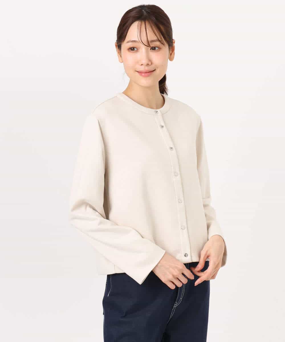 FKJFD21180 MK MICHEL KLEIN(MK ミッシェルクラン) [洗える]フェイクスウェード ドット釦ジャケット アイボリー