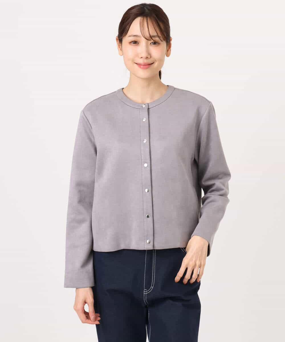 FKJFD21180 MK MICHEL KLEIN(MK ミッシェルクラン) [洗える]フェイクスウェード ドット釦ジャケット アイボリー