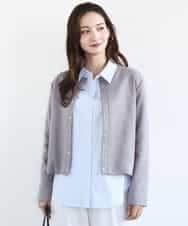 FKJFD21180 MK MICHEL KLEIN(MK ミッシェルクラン) [洗える]フェイクスウェード ドット釦ジャケット グレー