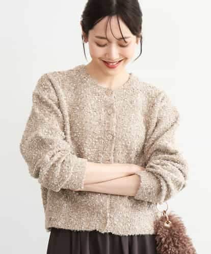 FKSAG41180 MK MICHEL KLEIN [洗える]カノコラメツイード風ニットカーディガン