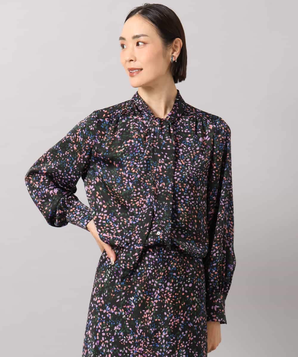 FMBAG44260 MICHEL KLEIN(ミッシェルクラン) [セットアップ対応]ドットプリントボウタイブラウス ブラック