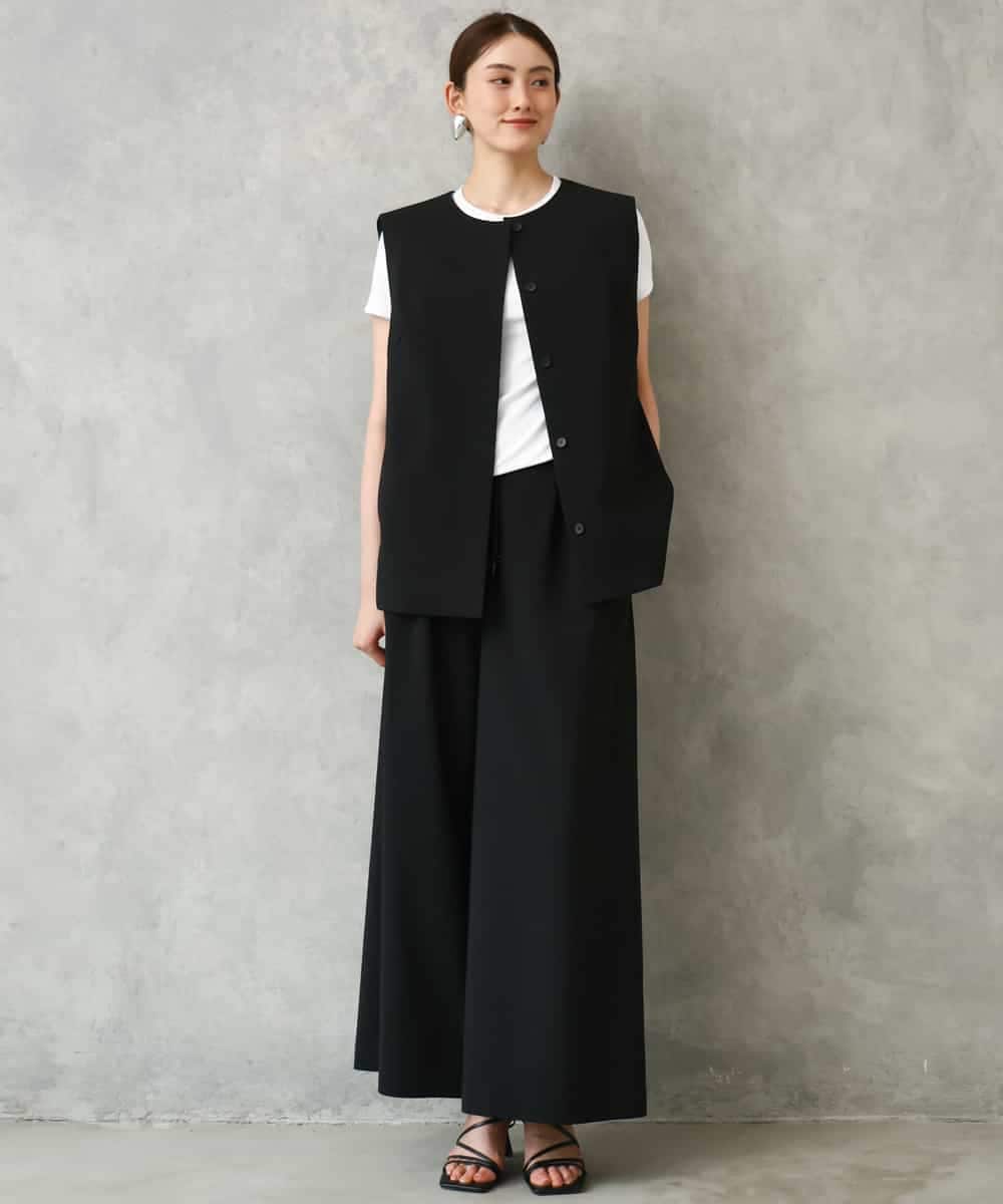 FMLGD13280 MICHEL KLEIN(ミッシェルクラン) [セットアップ対応/リラックスボトム]ドローストリングワイドパンツ ブラック