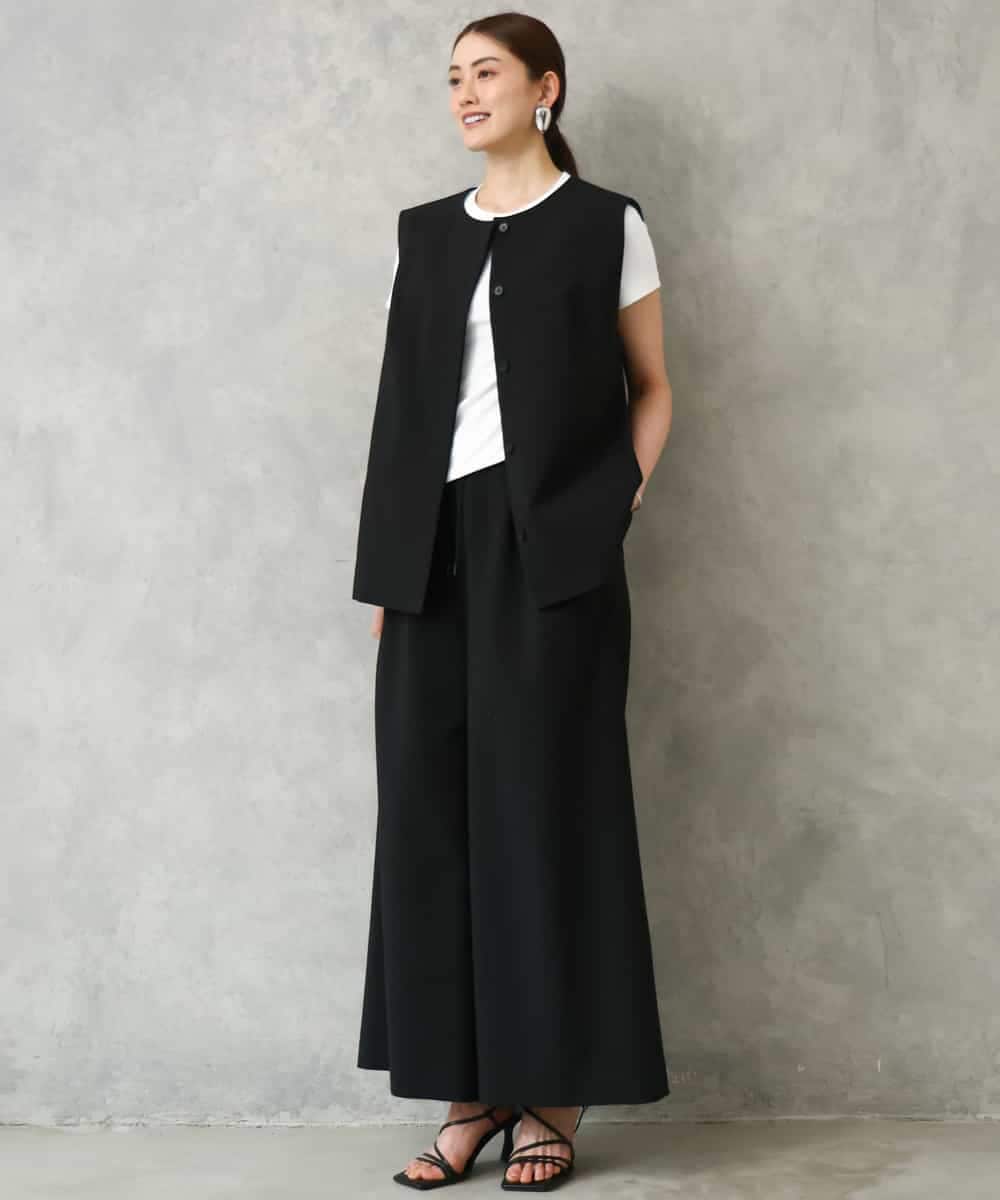 FMLGD13280 MICHEL KLEIN(ミッシェルクラン) [セットアップ対応/リラックスボトム]ドローストリングワイドパンツ ブラック