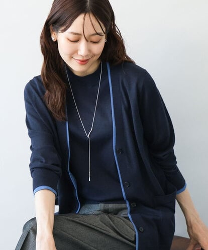 FOFJD30180 MK MICHEL KLEIN [洗える]配色カラーニットアンサンブル
