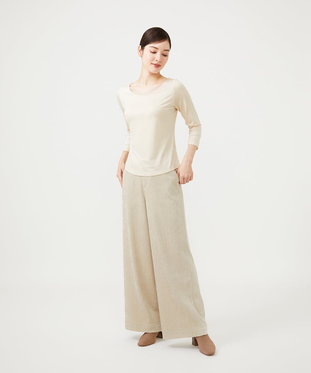 GBLAH35330 Sybilla(シビラ) モールデニムワイドパンツ ベージュ