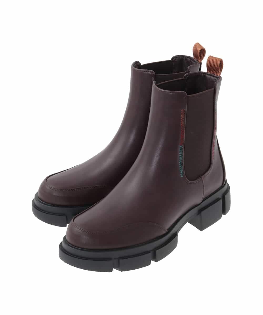 GG6JB30180 Jocomomola(ホコモモラ) ステッチアクセントサイドゴアブーツ ブラウン