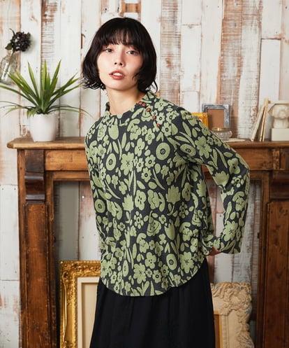 GJKAE38200 Jocomomola Paseo de las flores フラワージャカードカットソー