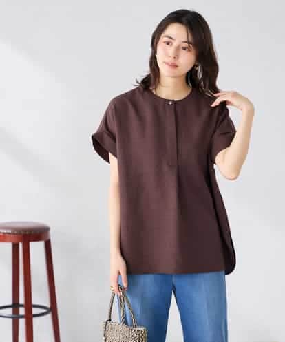 K2BHD06044 a.v.v 【接触冷感/UVカット】リネンライククルーネックブラウス【セットアップ対応/アンチピリング】