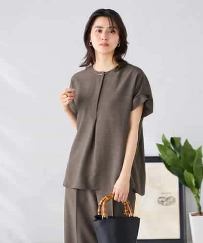 K2BHD06044 a.v.v 【接触冷感/UVカット】リネンライククルーネックブラウス【セットアップ対応/アンチピリング】