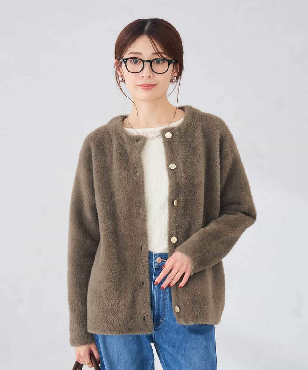 K2CKD05069 a.v.v(アー・ヴェ・ヴェ) フェレットライクダブルフェイス カーディガン モカ