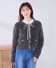 K2CLD17069 a.v.v(アー・ヴェ・ヴェ) ヘアリー ニット ジャケット カーディガン ダークグレー