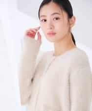K2CLD17069 a.v.v(アー・ヴェ・ヴェ) ヘアリー ニット ジャケット カーディガン グレージュ