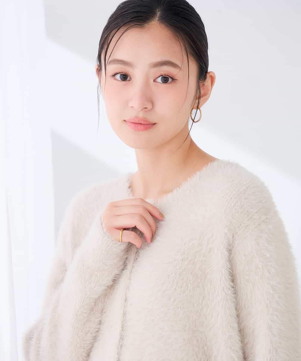 K2CLD17069 a.v.v(アー・ヴェ・ヴェ) ヘアリー ニット ジャケット カーディガン グレージュ