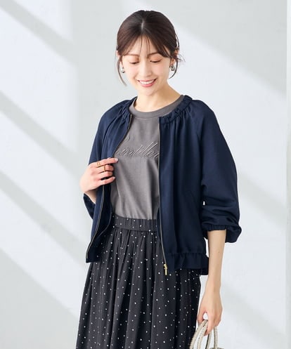K2JFD02089 a.v.v 【接触冷感/UVカット】リネンライクノーカラージップブルゾン【セットアップ対応/アンチピリング】