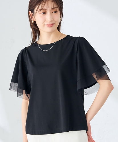 K2KHD68044 a.v.v 【接触冷感/UVカット】シアー切替フレアスリーブトップス