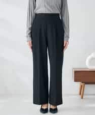 K2LAD22049 a.v.v(アー・ヴェ・ヴェ) 【イージーケア/洗える/ストレッチ】裏起毛美ラクるスッキリ見えワイドパンツ ブラック