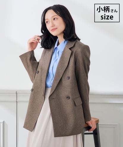 K3JLD24119  【低身長サイズ】ヘリンボーン ツイード ダブルブレスト ジャケット